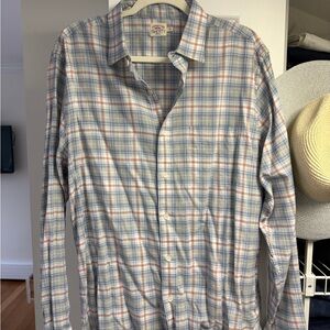 Faherty Men's Plaid Shirt in Blue and Orange